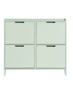 Smal Schoenenrek met 4 Kleppen – 8-Planks Schoenenkast van MDF en Metaal, Groen