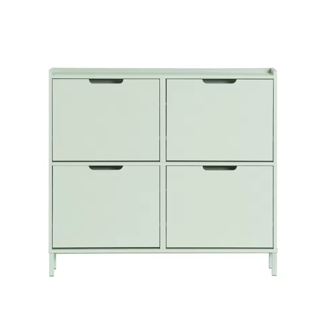 Smal Schoenenrek met 4 Kleppen – 8-Planks Schoenenkast van MDF en Metaal, Groen