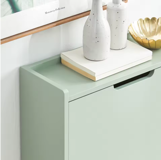 Smal Schoenenrek met 4 Kleppen – 8-Planks Schoenenkast van MDF en Metaal, Groen