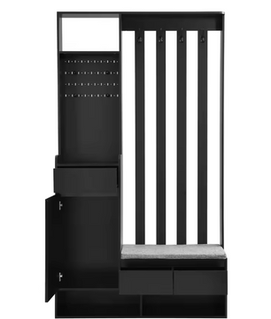 Halkapstok met Zitbank en Opbergruimte – Multifunctionele Kapstokkast Zwart