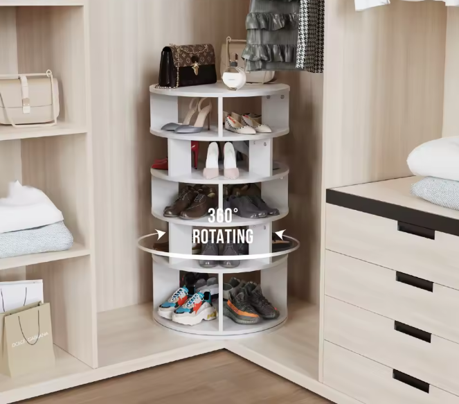 5-Laags Roterend Schoenenrek – 360° Draaibare Schoenenorganizer voor 24 Paar