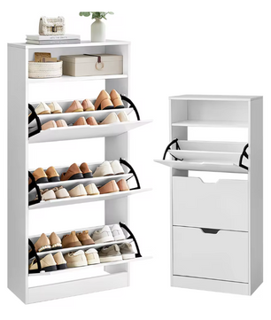 3-Laags Schoenenkast met Klapladen – Smal Schoenenrek van E1 Plaat