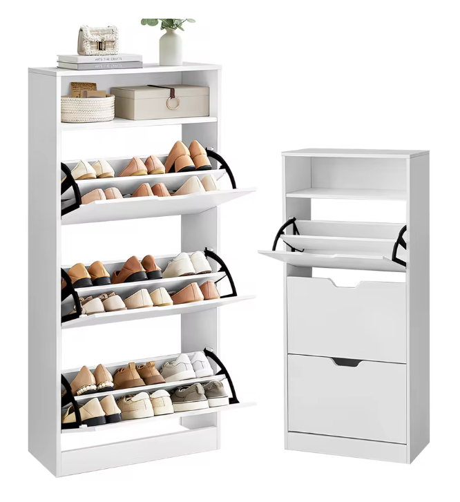 3-Laags Schoenenkast met Klapladen – Smal Schoenenrek van E1 Plaat
