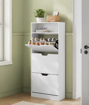 3-Laags Schoenenkast met Klapladen – Smal Schoenenrek van E1 Plaat