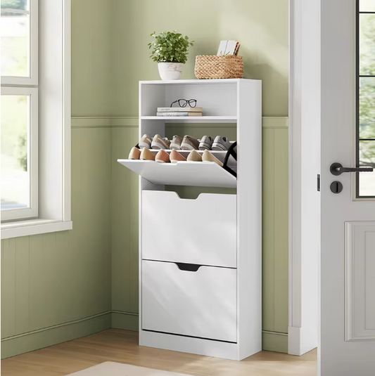 3-Laags Schoenenkast met Klapladen – Smal Schoenenrek van E1 Plaat