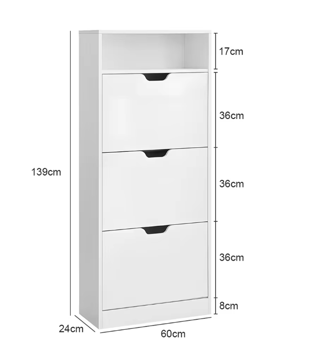 3-Laags Schoenenkast met Klapladen – Smal Schoenenrek van E1 Plaat