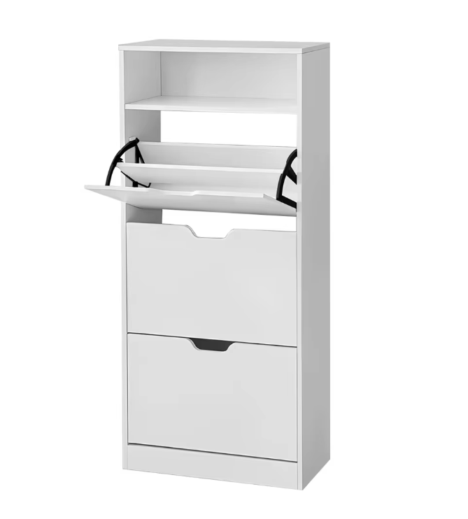 3-Laags Schoenenkast met Klapladen – Smal Schoenenrek van E1 Plaat