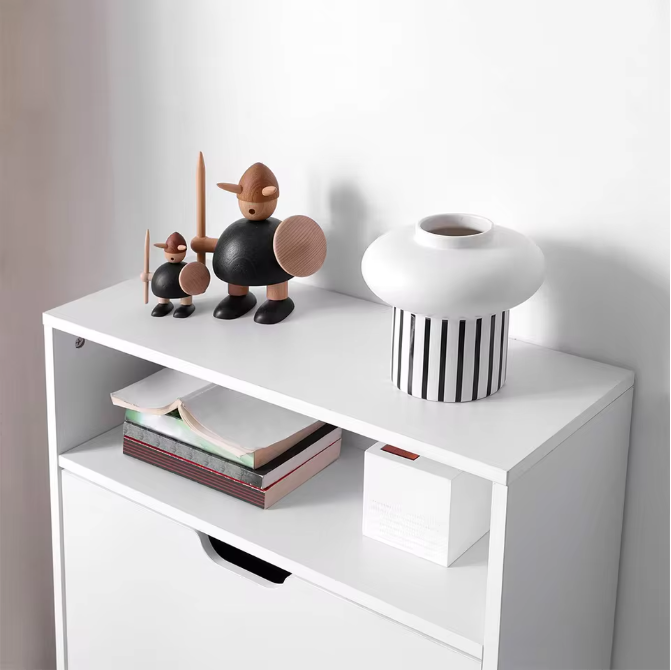 3-Laags Schoenenkast met Klapladen – Smal Schoenenrek van E1 Plaat