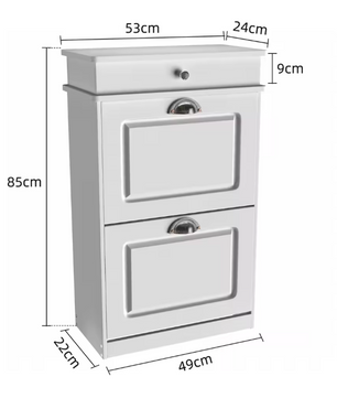 Schoenenkast met 2 Kleppen – Compact Wit Schoenenrek voor Hal en Entree