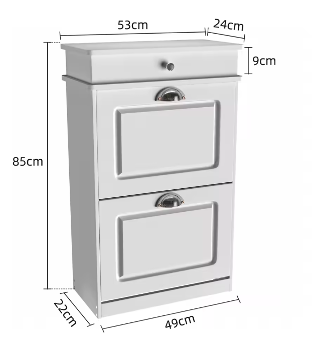 Schoenenkast met 2 Kleppen – Compact Wit Schoenenrek voor Hal en Entree