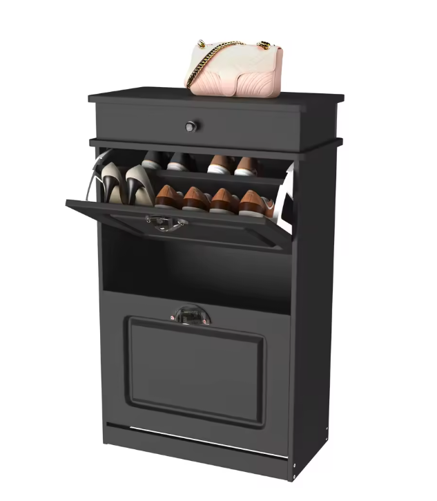 Schoenenkast met 2 Kleppen – Compact Wit Schoenenrek voor Hal en Entree