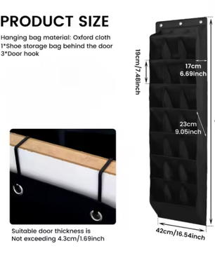 10-Laags Over-de-Deur Schoenenorganizer – Hangend Stoffen Schoenenrek Zwart