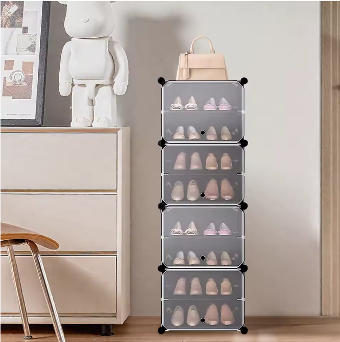 Schoenenrek voor 16 Paar – 8-Laags Stofdichte Schoenenkast