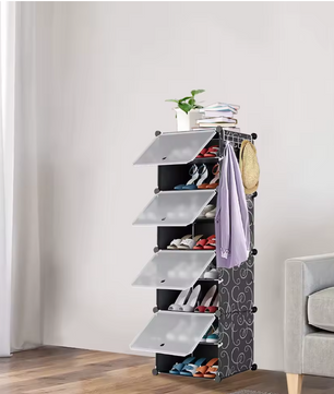 Schoenenrek voor 16 Paar – 8-Laags Stofdichte Schoenenkast