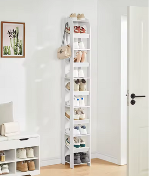 11-Laags Verticaal Schoenenrek – Smalle Houten Schoenenorganizer voor Kleine Ruimtes