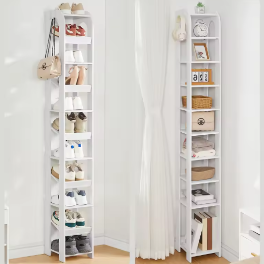 11-Laags Verticaal Schoenenrek – Smalle Houten Schoenenorganizer voor Kleine Ruimtes