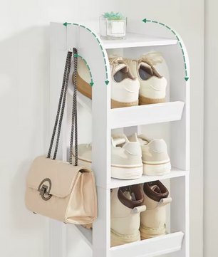 11-Laags Verticaal Schoenenrek – Smalle Houten Schoenenorganizer voor Kleine Ruimtes