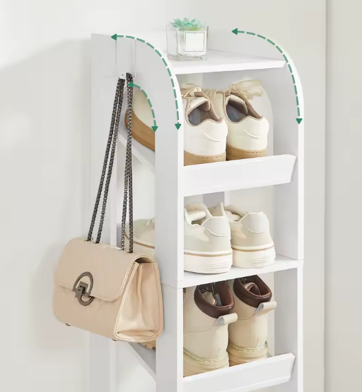 11-Laags Verticaal Schoenenrek – Smalle Houten Schoenenorganizer voor Kleine Ruimtes