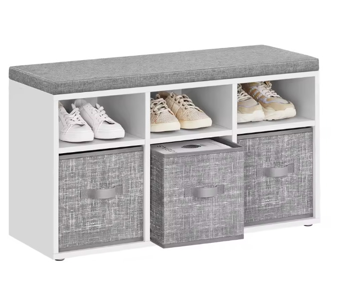 Schoenenbank met 6 Vakken – Opbergbank met Verstelbare Planken en Kussen