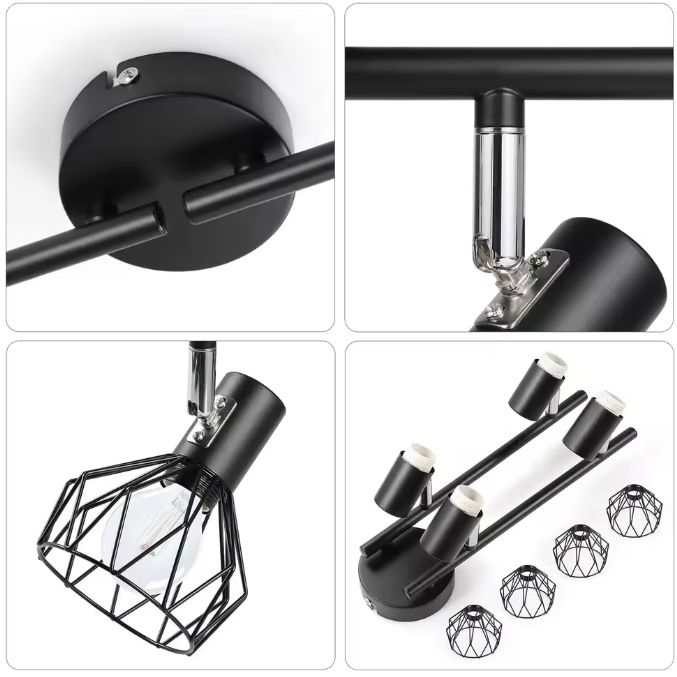 LED Spotlightset 4-Vlam – Draaibare Plafond- & Wandlamp, E14