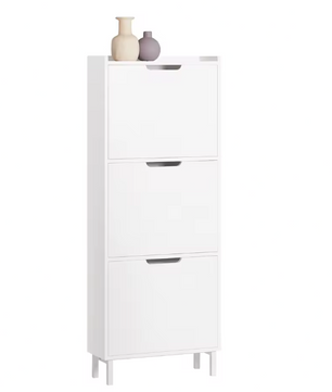 Smal 3-Flaps Schoenenrek – Witte Schoenenkast met 6 Vakken