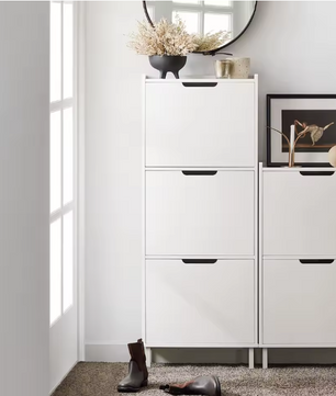 Smal 3-Flaps Schoenenrek – Witte Schoenenkast met 6 Vakken