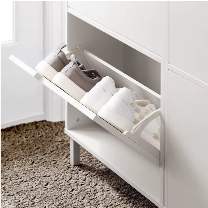Smal 3-Flaps Schoenenrek – Witte Schoenenkast met 6 Vakken