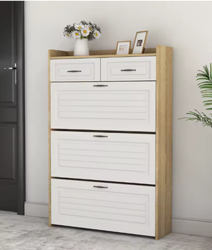 Draaibare Schoenenkast – Houten Schoenenrek met 3 Roterende Vakken, Voor Entree en Woonkamer