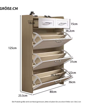 Draaibare Schoenenkast – Houten Schoenenrek met 3 Roterende Vakken, Voor Entree en Woonkamer
