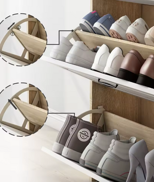 Draaibare Schoenenkast – Houten Schoenenrek met 3 Roterende Vakken, Voor Entree en Woonkamer