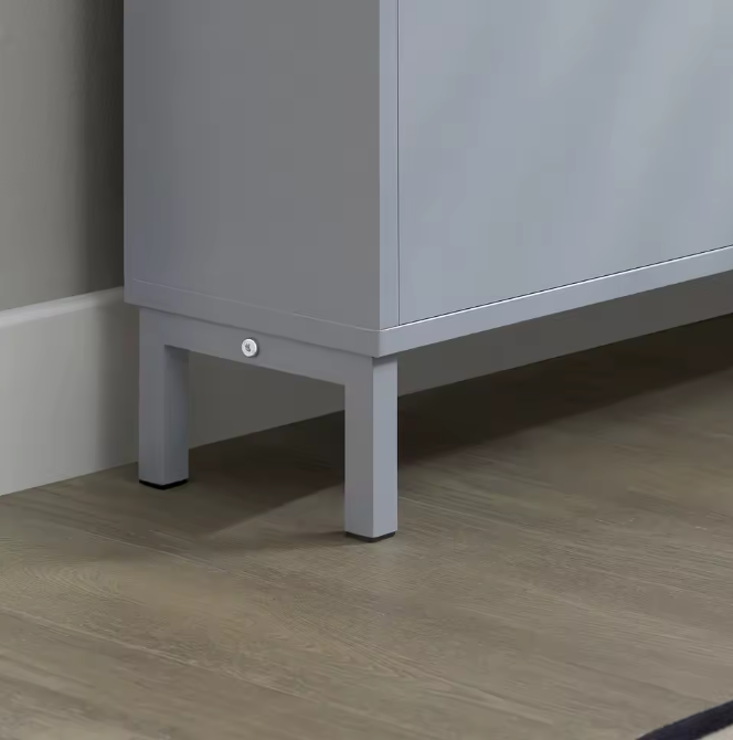 Smalle Schoenenkast met 4 Kleppen – 8-Vaks Schoenenrek, Wit MDF en Metaal