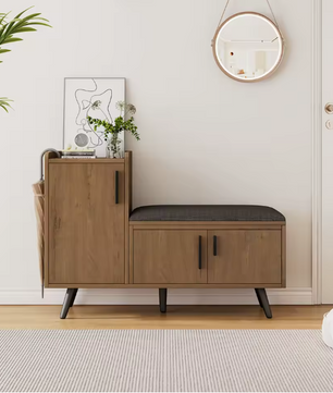 Moderne Houten Schoenenbank – Zitbank met Opbergruimte & Verstelbare Planken