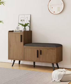 Moderne Houten Schoenenbank – Zitbank met Opbergruimte & Verstelbare Planken