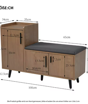 Moderne Houten Schoenenbank – Zitbank met Opbergruimte & Verstelbare Planken