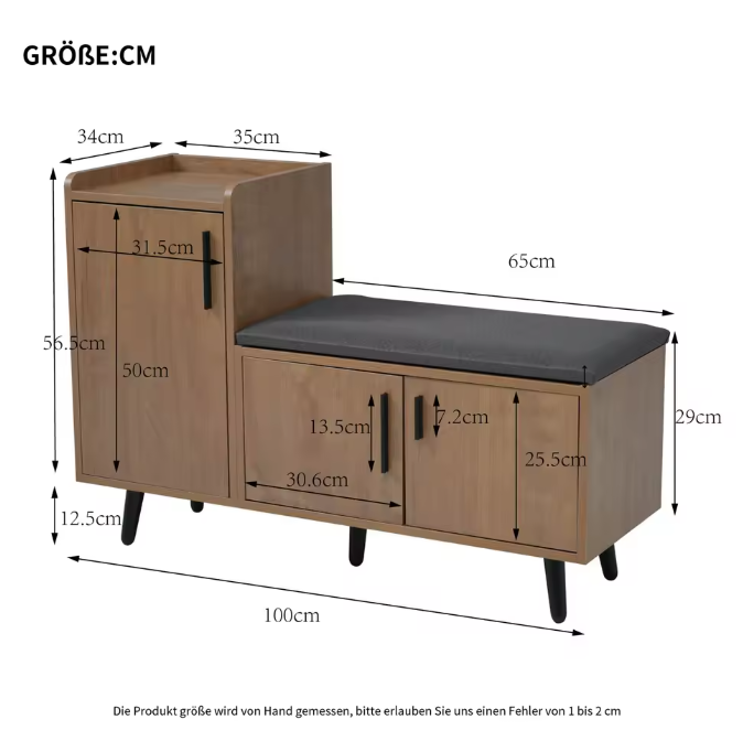 Moderne Houten Schoenenbank – Zitbank met Opbergruimte & Verstelbare Planken