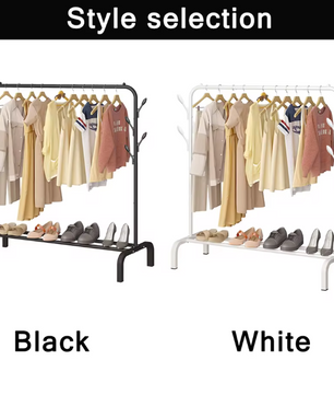 Kledingrek met Schoenenrek – Vrijstaand Rek met Plank en Tasopbergvakken