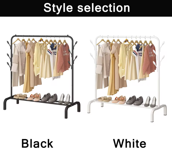 Kledingrek met Schoenenrek – Vrijstaand Rek met Plank en Tasopbergvakken