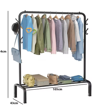 Kledingrek met Schoenenrek – Vrijstaand Rek met Plank en Tasopbergvakken