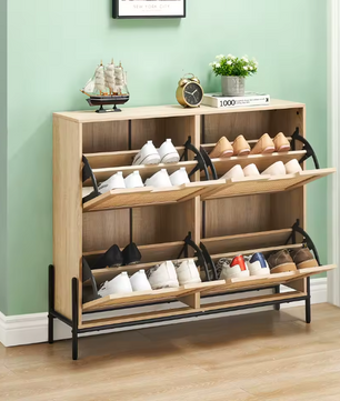 Smalle Rotan Schoenenkast – 4-Klep Schoenenrek voor Entree