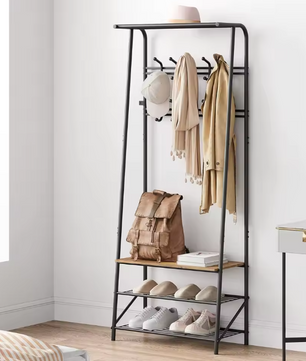 Halboom met Bank en Schoenenrek – Houten Kapstok met 10 Haken