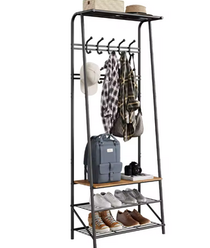 Halboom met Bank en Schoenenrek – Houten Kapstok met 10 Haken
