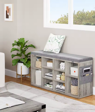 Schoenenopbergbank met Zitkussen – Organizer en Opbergrek