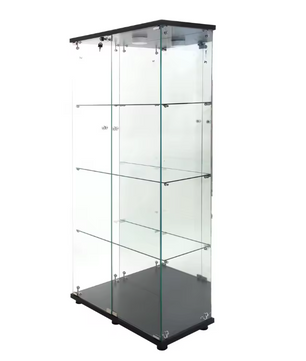 Glazen Vitrinekast met LED-verlichting en Dubbele Deuren – 4 Planken