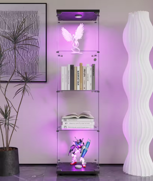 Glazen Vitrinekast met Slot – 4-Laags Displaykast in Zwart