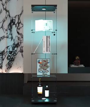 Glazen Vitrinekast met Slot – 4-Laags Displaykast in Zwart