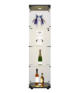 Glazen Vitrinekast met Slot – 4-Laags Displaykast in Zwart