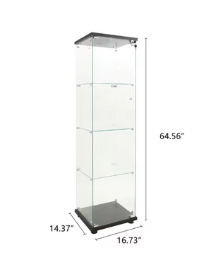Glazen Vitrinekast met Slot – 4-Laags Displaykast in Zwart