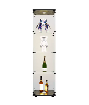 Glazen Vitrinekast met Slot – 4-Laags Displaykast in Zwart