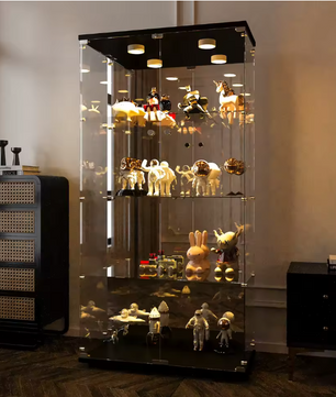 Glazen Vitrinekast met 4 Planken – 8 Opbergvakken en Deur