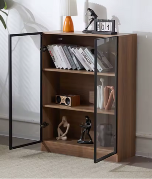 Glazen Vitrinekast met Verlichting – 3-Laags Displaykast in Zwart